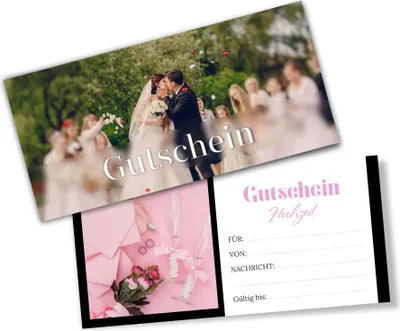 Produktbild von itenga Geschenkgutschein Fotodesign - Motiv HOCHZEIT Postkarte zum Ausfüllen  21,0 x 9,8 cm
