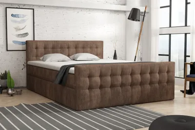 Produktbild von Boxspringbett Schlafzimmerbett ANKER Deluxe 140x200cm in Stoff Preston Braun