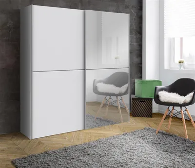 Produktbild von Schwebetürenschrank Kleiderschrank Schlafzimmerschrank Schrank "Vrilissia I" Weiß