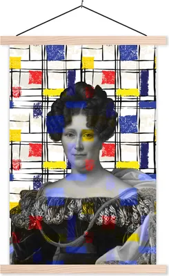 Produktbild von MuchoWow® Textilposter Mondrian - Dubois Drahonet - Alte Meister 120x180 cm mit holzfarbenen Rahmen - Textil-Plakat
