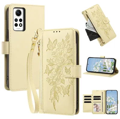 Produktbild von Handyhülle für Xiaomi Redmi Note 11 Pro 5G/4G/Note 12 Pro 4G, Wallet Case Kunstleder mit Kartenfächern, Reißverschluss und Handschlaufe Gelb