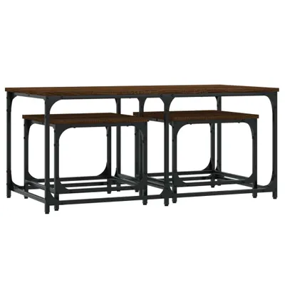 Immagine prodotto di vidaXL Set di tavolini, 3 pezzi, marrone, effetto rovere, materiale in legno