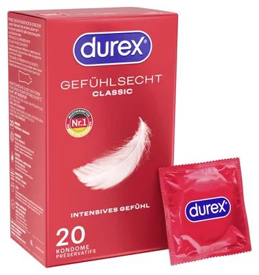 Produktbild von Durex Gefühlsecht Kondome 20 Stück, dünn, transparent, befeuchtet, Latex