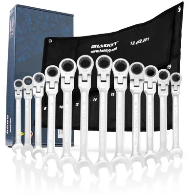 Ringratel-Steckschlüssel-Set, 12-teilig, 8-19 mm, 72 Zähne