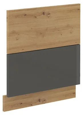 Produktbild von Frontblende für integrierten Geschirrspüler 60 cm Eiche Artisan + Grau Hochglanz