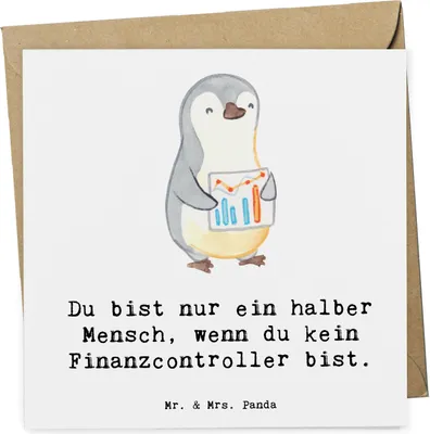 Produktbild von Mr. & Mrs. Panda Glückwunschkarte Finanzcontroller Herz - Weiß - Geschenk, Klappkarte, anlasskarte, doppelkarte, faltkarte, Grußkarte
