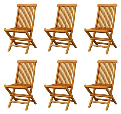 Produktbild von Klappbare Gartenstühle, 6 Stück, aus massivem Teakholz