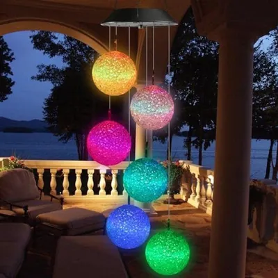 Produktbild von PolkaHome® Solar-Windspiel für Außen – 6 LED Farbwechsel, wasserdicht, 18 x 12 x 8 cm