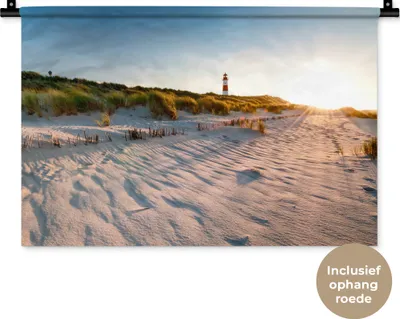 Produktbild von MuchoWow® Wandteppich Wandbehang Strand - Leuchtturm - Sonnenuntergang 60x40 cm Tapisserie Dekoration Wandtuch - Wanddekorationen