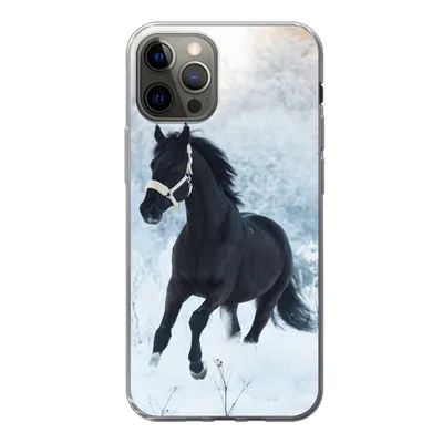 Produktbild von MuchoWow® Handyhülle Schutzhülle Hülle für iPhone 12 Pro Pferd - Schnee - Wald Silikon Softcase Handy Hülle - Abdeckung