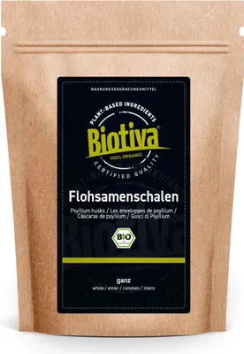 Produktbild von Biotiva Flohsamenschalen 99% rein 500g aus biologischem Anbau