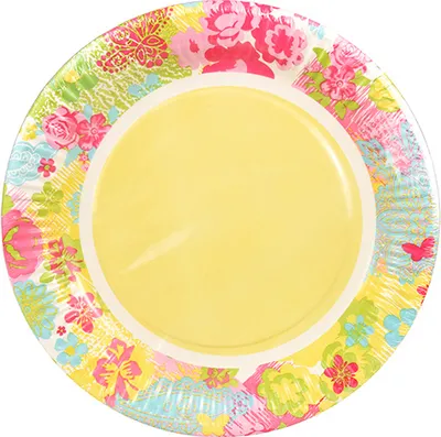 Produktbild von 10 Papstar Teller, Pappe rund Ø 23 cm Rita 86227 Pappteller Partyteller Kindergeburtstag Blumen