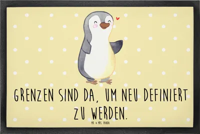 Produktbild von Mr. & Mrs. Panda fußmatte Pinguin Amputation 60 x 90 cm - Gelb Pastell - Geschenk, Schuhabstreifer, Bodenvorleger, Eingangsteppich, Schmutzfangmatte, Armamputation
