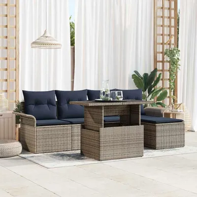Immagine prodotto di Maison Exclusive - Set da giardino composto da 6 pezzi. Colore: grigio. Materiale: rattan sintetico