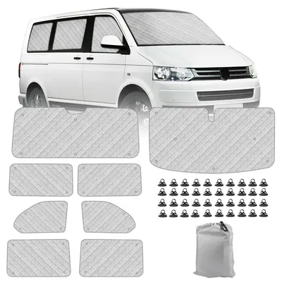 Obrázek produktu pro Termoizolační sada do kabiny vozidla, 8 dílů, pro VW T5 T6 s prodlouženou karoserií, zajišťuje ochranu před sluncem, izolaci, soukromí a regulaci teploty