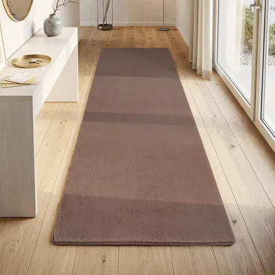 Image de Homebyhome Tapis Lavable à Poils Courts Antidérapant et Doux Design Uni Moderne pour Salon et Chambre à Coucher, Taille: 80x250 cm