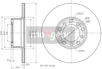 Produktbild von Bremsscheibe Voll 278 mm Außendurchmesser 12,7 mm Dicke 5-Loch für Vorderachse