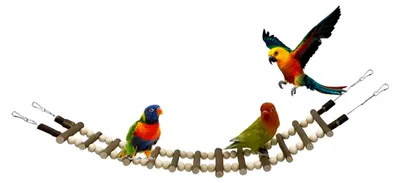 Produktbild von Vogelbrücke – Sittichschaukel aus Holz mit Haken für Nymphensittiche, Lovebirds, Conures, Eichhörnchen, Zuckergleiter und Kleintiere