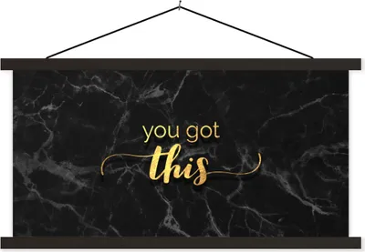 Produktbild von MuchoWow® Textilposter Zitate - Motivation - Gold - Marmor 90x45 cm mit schwarzem Rahmen - Klemmleisten
