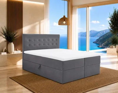Produktbild von Boxspringbett S-Deluxe 160x200 Grau mit Stauraum