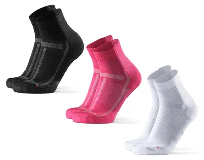 Produktbild von DANISH ENDURANCE Quarter Laufsocken, 3 Paar, 1xSchwarz, 1xRosa, 1xWeiß, 43-47
