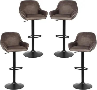 Produktbild von Barhocker 4er Set Höhenverstellbar und 360° Drehbar Tresenhocker Barstuhl für Küche Lounge Bar und Cafe (4)