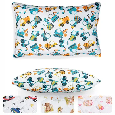 Produktbild von Textom Kinderkissen 40x60 cm antiallergisch verstellbar mit Reißverschluss Motiv Bagger