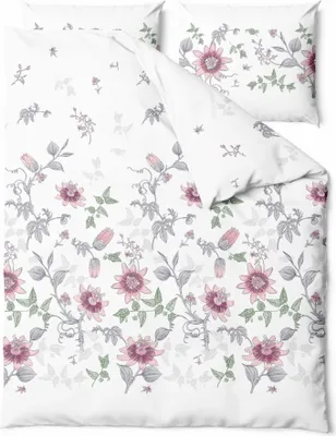 Produktbild von Bettwäsche, Baumwolle, hochwertig 200x220 Passiflora Weiße, zarte Blüten