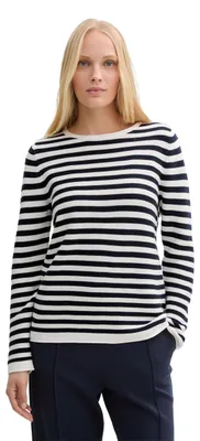 Produktbild von Tom Tailor Damen 1016350 Pullover, 37639 - Dark Navy White Stripe, XXL EU