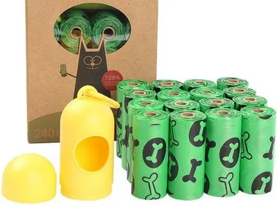 Obrázek produktu pro (Zelené) sáčky na psí exkrementy, zaručeně nepropustné a extra silné, náhradní role pro psy, 240 kusů