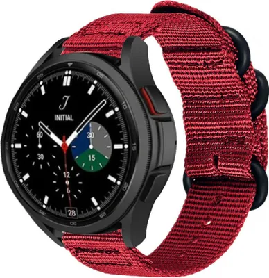 Produktbild von Strap-it Samsung Galaxy Watch 4 Classic 46mm Nylon-Schnallenarmband (Rot)