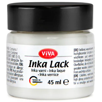 Produktbild von Inka Lack Hochglanz-Schutzlack, transparent, wasserbasiert, wischfest, witterungsbeständig, 45 ml
