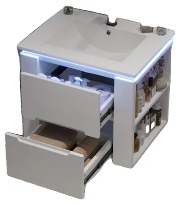 Produktbild von Badezimmer-Schrank, Wandmontage, LED-Sensorbeleuchtung, Weiß