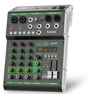 Image de Panneau audio Mengpaneel - 4 canaux - Bluetooth stéréo et USB - Alimentation fantôme 48V - Pour DJ et studio