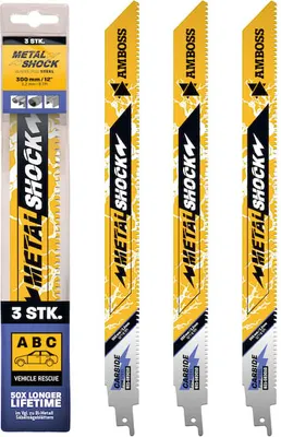 Produktbild von 3x Amboss Metal Shock Säbelsägeblatt Länge 300 mm 8 ZpZ