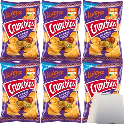 Produktbild von Lorenz Chips Crunchips African Style Kartoffelchips 6er Pack (6x150g Packung) + usy Block