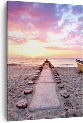 Produktbild von Bild auf Leinwand - Leinwandbild - Einteilig - Boot Strand Himmel - 50x70cm - Wand Bild - Wanddeko - Wandbilder - Leinwanddruck - Wanddekoration - Leinwand bilder - Wandbild - PA50x70-5064