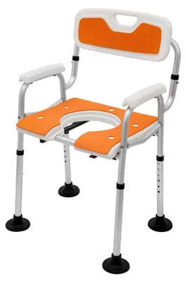 Produktbild von Höhenverstellbarer Duschstuhl und Toilettenstuhl mit Armlehnen und Rückenlehne für Badezimmer und Wohnräume