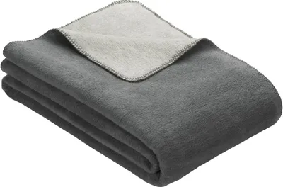 Produktbild von Ibena Tagesdecke Dublin 220x240 cm - Baumwollmischdecke anthrazit/silber zweifarbig, Wolldecke, Sofadecke kuschelweich