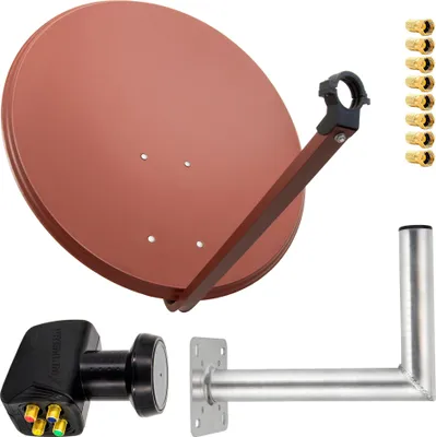 Produktbild von PremiumX SAT Anlage 80cm Satellitenantenne Quad LNB F-Stecker Wandhalter 35cm