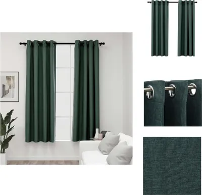 Obrázok produktu pre vidaXL Stmavovacie závesy očká ľanový vzhľad 2 ks. Zelené 140x175 cm - Záclony a závesy