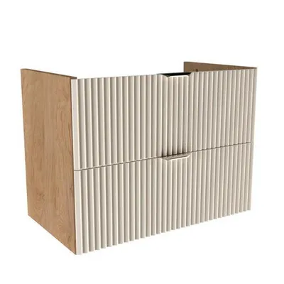 Obrázek produktu pro WENA Skříňka pod umyvadlo 60 cm bez desky, žebrovaná čela, kovové úchytky ve zlaté barvě Willy (barva: Kašmír/Ořech)