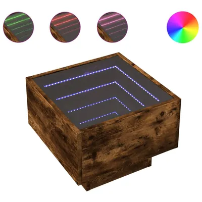 Productafbeelding van vidaXL Bijzettafel met LED-verlichting, eikenhoutlook, 40x40x30 cm, houtvezel