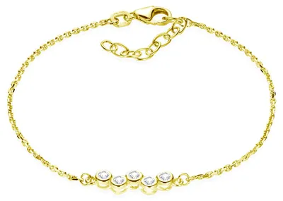 Produktbild von MATERIA Zirkonia Armband Gold Damen Mädchen - 925 Sterling SIlber Armkette 16-18,5cm verstellbar SA-111-Gold