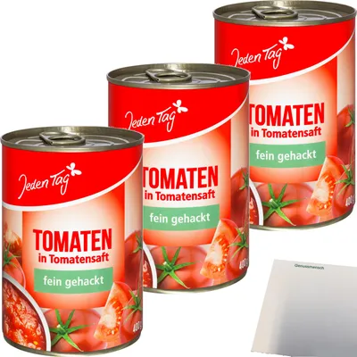 Produktbild von Jeden Tag Pizzatomaten gehackt 3er Pack (3x425ml Dose) + usy Block