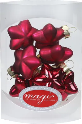 Produktbild von Christbaumschmuck Sterne Glas 4cm, 8 Stück, Farbe:bordeaux - ochsenblut glanz / matt