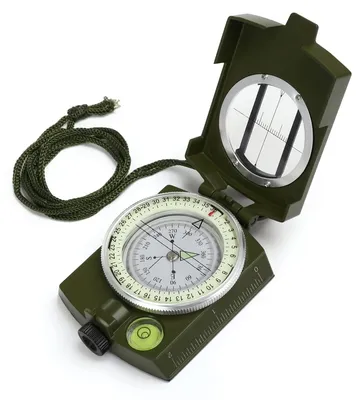 Produktbild von Marschkompass Militärkompass Peilkompass - Flüssigkeitsgedämpft - Mit Klappdeckel - Mit Tragschlaufe
