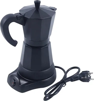 Produktbild von Espressokocher - Elektrische Mokkakanne - 480 W - 300 ml - Aluminium - Mit Heizsockel - Schwarz