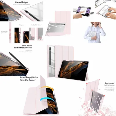 Produktbild von Für Samsung Galaxy Tab S8 Ultra Tablet Tasche Hülle Etui Wake UP Smart Pink Case