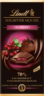 Image de Lindt et Sprüngli Mousse Canneberge au Chocolat Noir Noir 150g